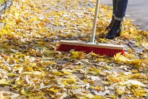 Seasonal Challenges for Industrial Cleaning sweeping leaves